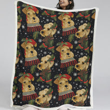 Load image into Gallery viewer, Mistletoe and Muzzles Airedale Terriers Christmas Blanket-Blanket-Airedale Terrier, Blankets, Christmas, Dog Dad Gifts, Dog Mom Gifts, Home Decor-11