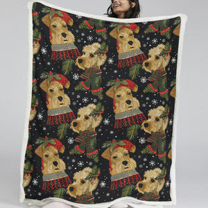 Mistletoe and Muzzles Airedale Terriers Christmas Blanket-Blanket-Airedale Terrier, Blankets, Christmas, Dog Dad Gifts, Dog Mom Gifts, Home Decor-11