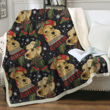 Load image into Gallery viewer, Mistletoe and Muzzles Airedale Terriers Christmas Blanket-Blanket-Airedale Terrier, Blankets, Christmas, Dog Dad Gifts, Dog Mom Gifts, Home Decor-12