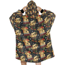 Load image into Gallery viewer, Mistletoe and Muzzles Airedale Terriers Christmas Blanket Hoodie-Blanket-Airedale Terrier, Apparel, Blanket Hoodie, Blankets, Dog Mom Gifts-ONE SIZE-2