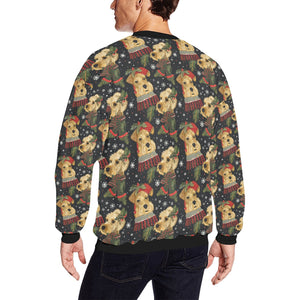 Mistletoe and Muzzles Airedale Terriers Christmas Fuzzy Sweatshirt for Men-Apparel-Airedale Terrier, Apparel, Christmas, Dog Dad Gifts, Sweatshirt-2