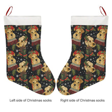 Load image into Gallery viewer, Mistletoe and Muzzles Airedale Terriers Christmas Stocking-Christmas Ornament-Airedale Terrier, Christmas, Home Decor-26X42CM-White2-3