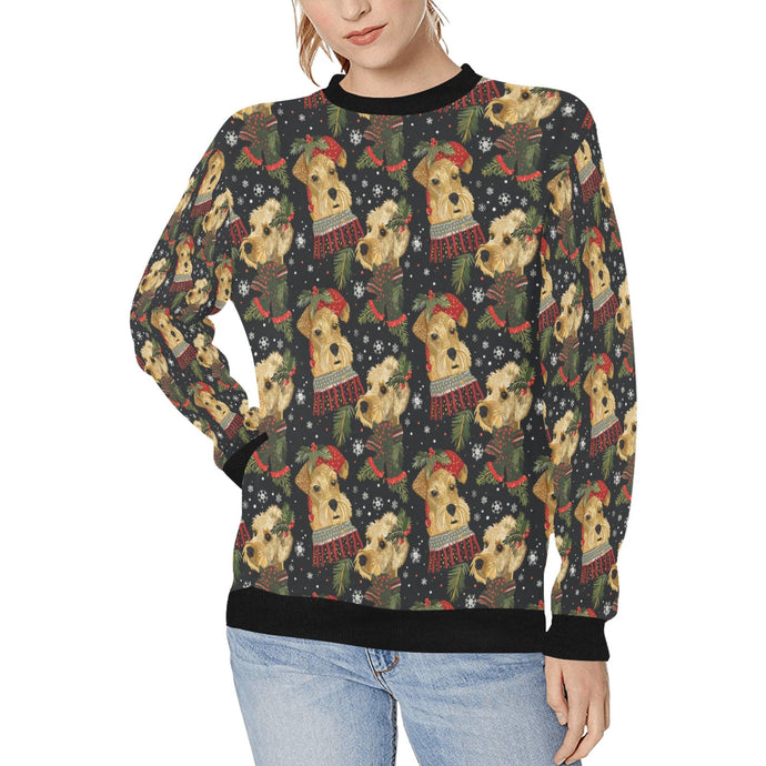 Mistletoe and Muzzles Airedale Terriers Christmas Sweatshirt for Women-Apparel-Airedale Terrier, Apparel, Christmas, Dog Mom Gifts, Sweatshirt-S-1