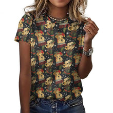 Load image into Gallery viewer, Mistletoe and Muzzles Airedale Terriers Christmas Women&#39;s Cotton T-Shirt-Apparel-Airedale Terrier, Apparel, Christmas, Dog Mom Gifts, T Shirt-2XS-Black6-1