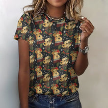 Load image into Gallery viewer, Mistletoe and Muzzles Airedale Terriers Christmas Women&#39;s Cotton T-Shirt-Apparel-Airedale Terrier, Apparel, Christmas, Dog Mom Gifts, T Shirt-3