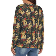 Load image into Gallery viewer, Mistletoe and Muzzles Airedale Terriers Women&#39;s V-Neck Christmas Sweater-Apparel-Airedale Terrier,Apparel,Christmas,Dog Mom Gifts,Sweater,Sweatshirt-4