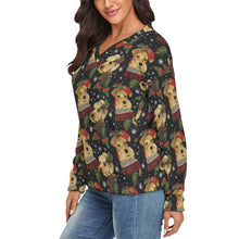 Load image into Gallery viewer, Mistletoe and Muzzles Airedale Terriers Women&#39;s V-Neck Christmas Sweater-Apparel-Airedale Terrier,Apparel,Christmas,Dog Mom Gifts,Sweater,Sweatshirt-3