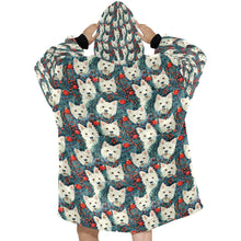 Load image into Gallery viewer, Mistletoe and Westies Christmas Blanket Hoodie-Blanket-Apparel, Blanket Hoodie, Blankets, Christmas, Dog Mom Gifts, West Highland Terrier-ONE SIZE-2