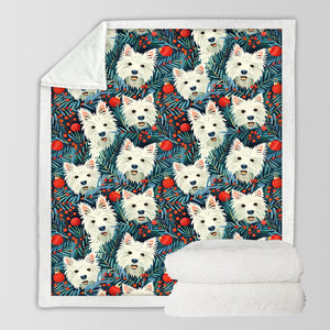 Mistletoe and Westies Christmas Soft Warm Fleece Blanket-Blanket-Blankets, Christmas, Dog Dad Gifts, Dog Mom Gifts, Home Decor, West Highland Terrier-10