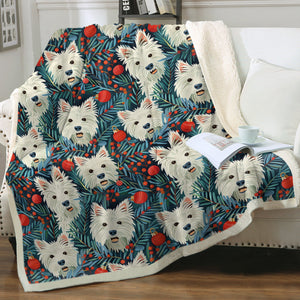 Mistletoe and Westies Christmas Soft Warm Fleece Blanket-Blanket-Blankets, Christmas, Dog Dad Gifts, Dog Mom Gifts, Home Decor, West Highland Terrier-12