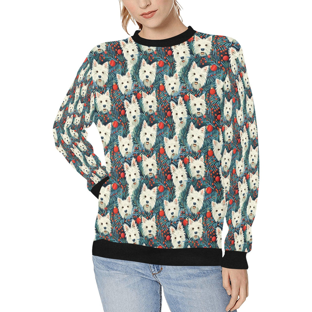 Mistletoe and Westies Christmas Sweatshirt for Women-Apparel-Apparel, Christmas, Dog Mom Gifts, Sweatshirt, West Highland Terrier-S-1