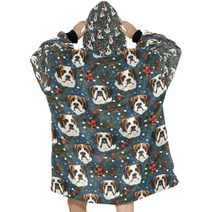 Mistletoe Mountain Dogs Saint Bernard Christmas Blanket Hoodie-Blanket-Apparel, Blanket Hoodie, Blankets, Christmas, Dog Mom Gifts, Saint Bernard-One Size-2