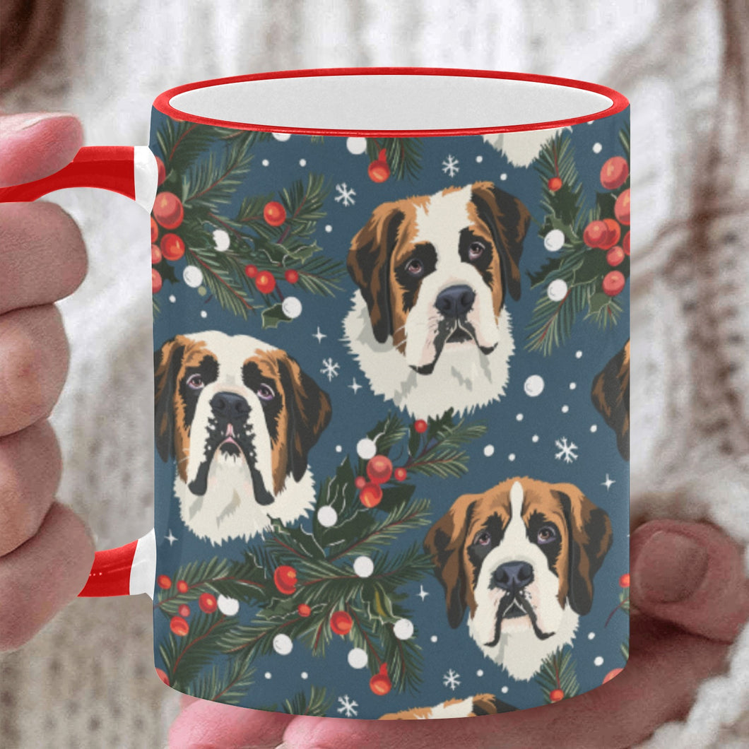 Mistletoe Mountain Dogs Saint Bernard Christmas Coffee Mug-White2-ONE SIZE-1