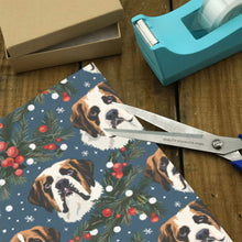 Load image into Gallery viewer, Mistletoe Mountain Dogs Saint Bernard Christmas Gift Wrapping Paper - 2 Rolls-Christmas Ornament-Christmas,Saint Bernard,Wrapping Paper-2