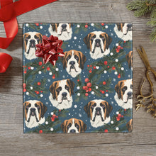 Load image into Gallery viewer, Mistletoe Mountain Dogs Saint Bernard Christmas Gift Wrapping Paper - 2 Rolls-Christmas Ornament-Christmas,Saint Bernard,Wrapping Paper-1