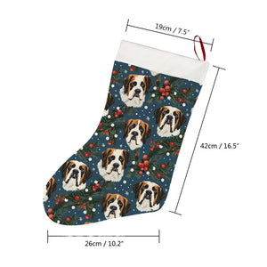 Mistletoe Mountain Dogs Saint Bernard Christmas Stocking-Christmas Ornament-Christmas, Home Decor, Saint Bernard-26X42CM-White-3