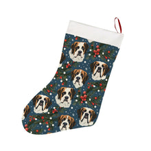 Load image into Gallery viewer, Mistletoe Mountain Dogs Saint Bernard Christmas Stocking-Christmas Ornament-Christmas, Home Decor, Saint Bernard-26X42CM-White-1