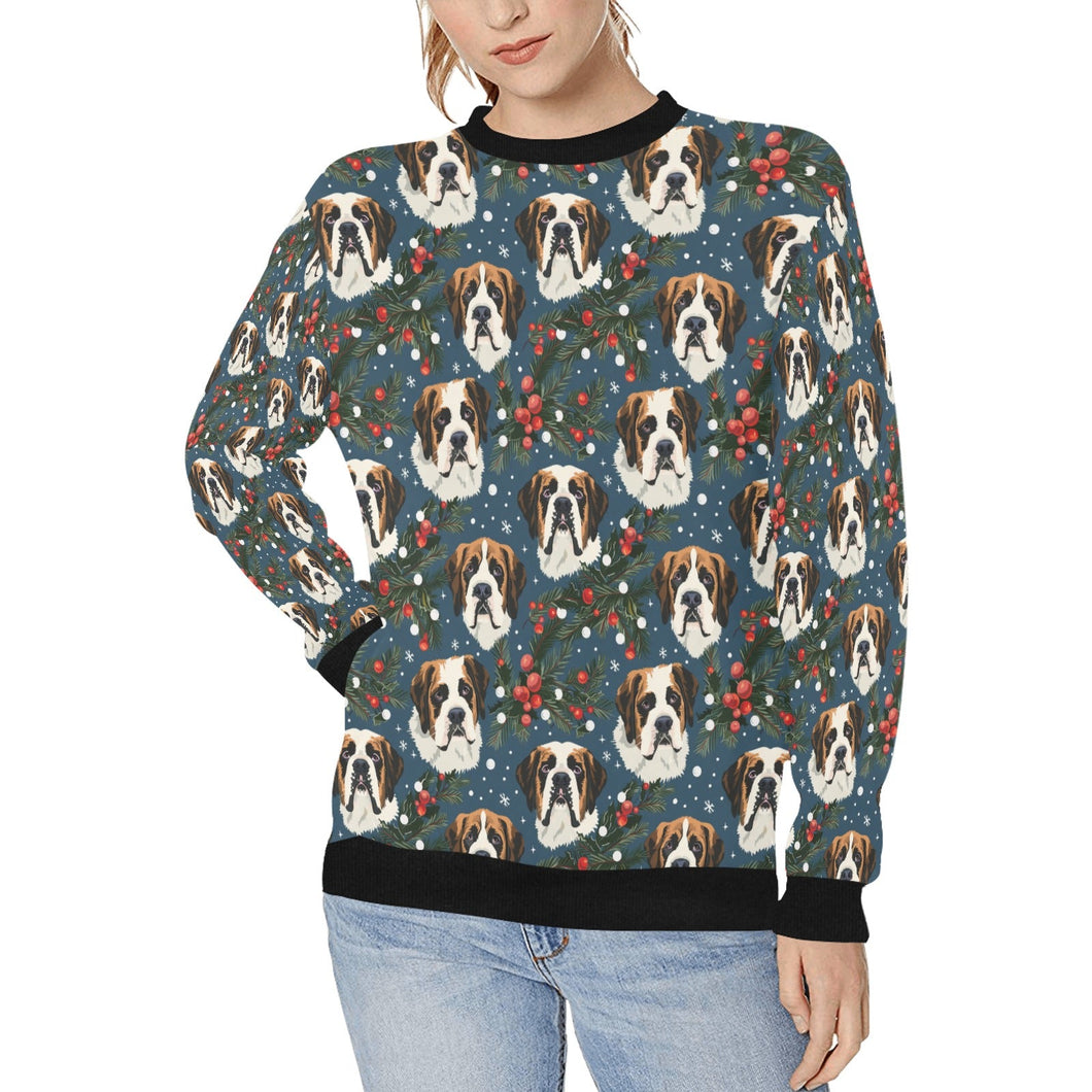 Mistletoe Mountain Dogs Saint Bernard Christmas Sweatshirt for Women-Apparel-Apparel, Christmas, Dog Mom Gifts, Saint Bernard, Sweatshirt-S-1