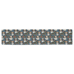 Mistletoe Mountain Dogs Saint Bernard Christmas Table Runner-Home Decor-Christmas, Home Decor, Saint Bernard-ONE SIZE-2