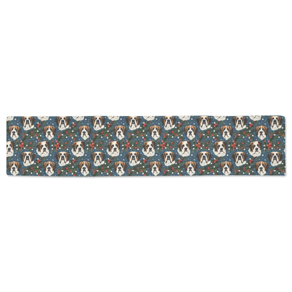 Mistletoe Mountain Dogs Saint Bernard Christmas Table Runner-Home Decor-Christmas, Home Decor, Saint Bernard-ONE SIZE-2