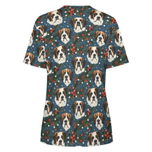 Load image into Gallery viewer, Mistletoe Mountain Dogs Saint Bernard Christmas Women&#39;s Cotton T-Shirt-Apparel-Apparel, Christmas, Dog Mom Gifts, Saint Bernard, T Shirt-2