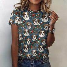 Load image into Gallery viewer, Mistletoe Mountain Dogs Saint Bernard Christmas Women&#39;s Cotton T-Shirt-Apparel-Apparel, Christmas, Dog Mom Gifts, Saint Bernard, T Shirt-3