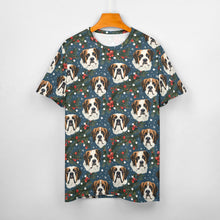 Load image into Gallery viewer, Mistletoe Mountain Dogs Saint Bernard Christmas Women&#39;s Cotton T-Shirt-Apparel-Apparel, Christmas, Dog Mom Gifts, Saint Bernard, T Shirt-5