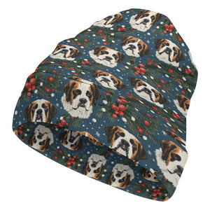 Mistletoe Mountain Dogs Saint Bernard Warm Christmas Beanie-Accessories-Accessories, Christmas, Dog Mom Gifts, Hats, Saint Bernard-ONE SIZE-White4-4