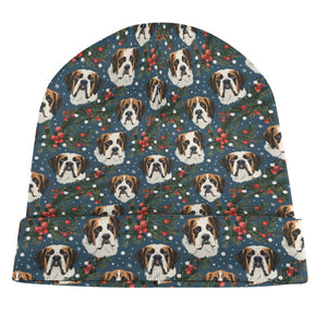 Mistletoe Mountain Dogs Saint Bernard Warm Christmas Beanie-Accessories-Accessories, Christmas, Dog Mom Gifts, Hats, Saint Bernard-ONE SIZE-White4-7