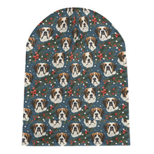 Load image into Gallery viewer, Mistletoe Mountain Dogs Saint Bernard Warm Christmas Beanie-Accessories-Accessories, Christmas, Dog Mom Gifts, Hats, Saint Bernard-ONE SIZE-White4-8