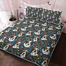 Load image into Gallery viewer, Mistletoe Saint Bernards Christmas Quilted Blanket or Bedding Set-Bedding-Bedding, Blankets, Christmas, Home Decor, Saint Bernard-3