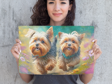 Load image into Gallery viewer, Meadow Merriment Yorkies Wall Art Poster-Art-Dog Art, Home Decor, Poster, Yorkshire Terrier-8