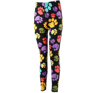 Mom and Daughter Matching Colorful Paw Print LeggingsApparel