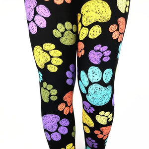 Mom and Daughter Matching Colorful Paw Print LeggingsApparel