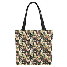 Load image into Gallery viewer, Moonlight Flower Garden Black and Tan Chihuahuas Large Canvas Tote Bags - Set of 2-Accessories-Accessories, Bags, Chihuahua-Set of 2-2