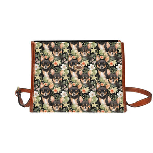 Moonlight Flower Garden Black and Tan Chihuahuas Shoulder Bag Purse-Accessories-Accessories, Bags, Chihuahua, Purse-Black-ONE SIZE-4
