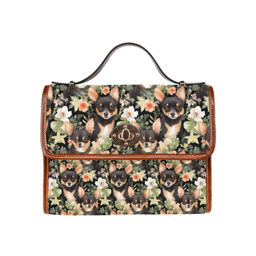 Moonlight Flower Garden Black And Tan Chihuahuas Shoulder Bag Purse Black One Size 360x
