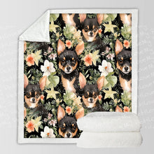 Load image into Gallery viewer, Moonlight Flower Garden Black and Tan Chihuahuas Soft Warm Fleece Blanket-Blanket-Blankets, Chihuahua, Home Decor-10