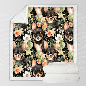 Moonlight Flower Garden Black and Tan Chihuahuas Soft Warm Fleece Blanket-Blanket-Blankets, Chihuahua, Home Decor-10