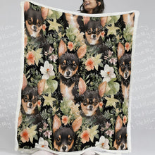 Load image into Gallery viewer, Moonlight Flower Garden Black and Tan Chihuahuas Soft Warm Fleece Blanket-Blanket-Blankets, Chihuahua, Home Decor-11