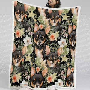 Moonlight Flower Garden Black and Tan Chihuahuas Soft Warm Fleece Blanket-Blanket-Blankets, Chihuahua, Home Decor-11