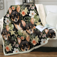 Load image into Gallery viewer, Moonlight Flower Garden Black and Tan Chihuahuas Soft Warm Fleece Blanket-Blanket-Blankets, Chihuahua, Home Decor-12