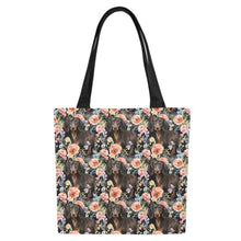 Load image into Gallery viewer, Moonlight Flower Garden Black and Tan Dachshunds Large Canvas Tote Bags - Set of 2-Accessories-Accessories, Bags, Dachshund-5