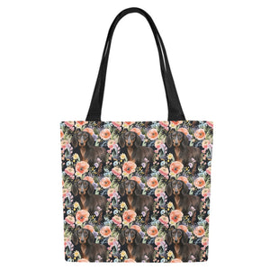 Moonlight Flower Garden Black and Tan Dachshunds Large Canvas Tote Bags - Set of 2-Accessories-Accessories, Bags, Dachshund-5