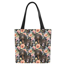 Load image into Gallery viewer, Moonlight Flower Garden Black and Tan Dachshunds Large Canvas Tote Bags - Set of 2-Accessories-Accessories, Bags, Dachshund-6