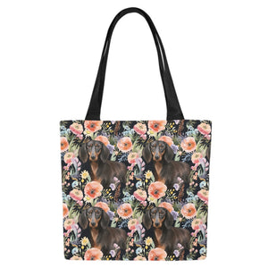 Moonlight Flower Garden Black and Tan Dachshunds Large Canvas Tote Bags - Set of 2-Accessories-Accessories, Bags, Dachshund-6