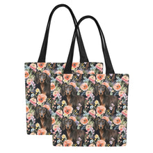 Load image into Gallery viewer, Moonlight Flower Garden Black and Tan Dachshunds Large Canvas Tote Bags - Set of 2-Accessories-Accessories, Bags, Dachshund-7
