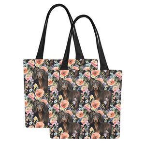 Moonlight Flower Garden Black and Tan Dachshunds Large Canvas Tote Bags - Set of 2-Accessories-Accessories, Bags, Dachshund-7