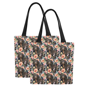 Moonlight Flower Garden Black and Tan Dachshunds Large Canvas Tote Bags - Set of 2-Accessories-Accessories, Bags, Dachshund-8