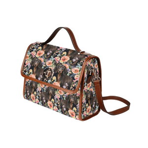 Moonlight Flower Garden Black and Tan Dachshunds Shoulder Bag Purse-Accessories-Accessories, Bags, Dachshund, Purse-One Size-3